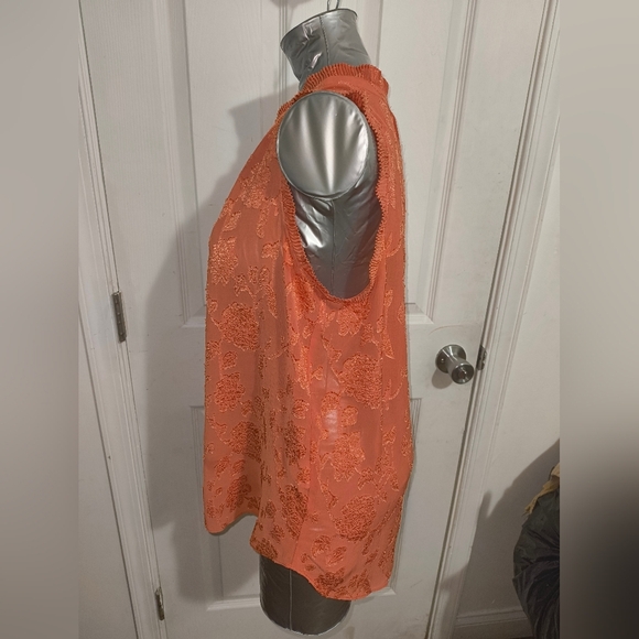 Rose & Olive Orange Lace Sleeveless Blouse 92 - Picture 2 of 4